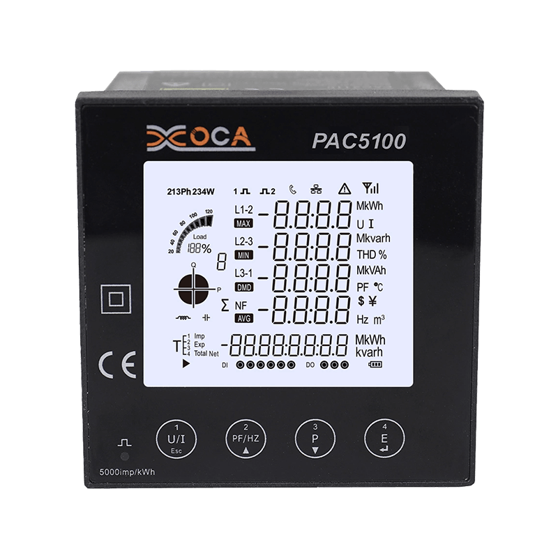 Medidor de energia elétrica digital sem fio trifásico PAC5100 painel LCD trifásico