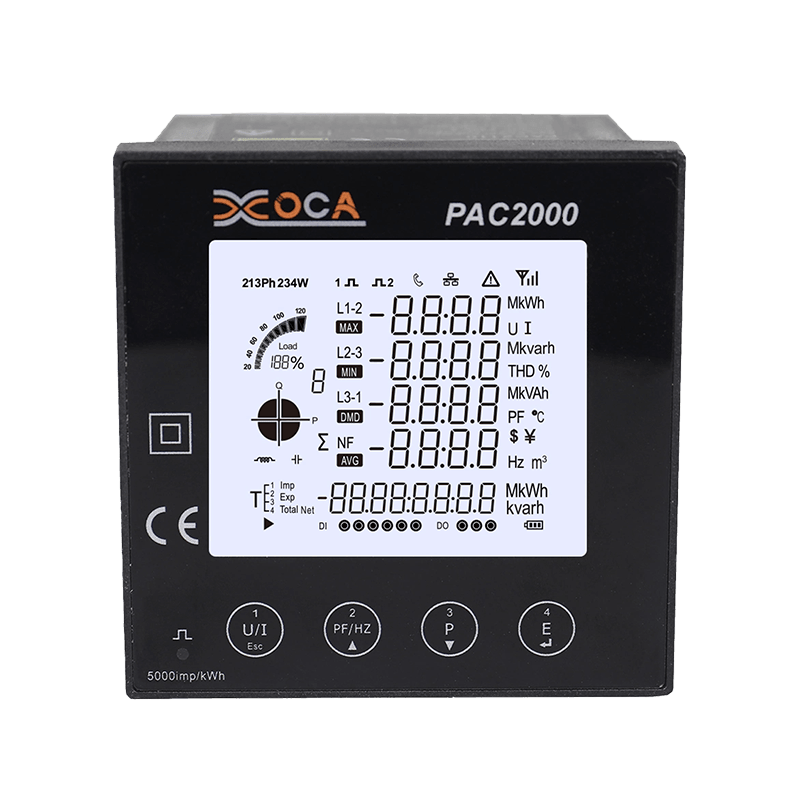 PAC2000 Medidor de energia do painel digital multifuncional Smart Big LCD